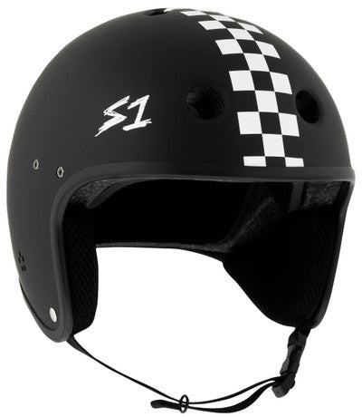 S1 Retro Lifer E-Helmet  - BLACK MATTE W/ CHECKERS