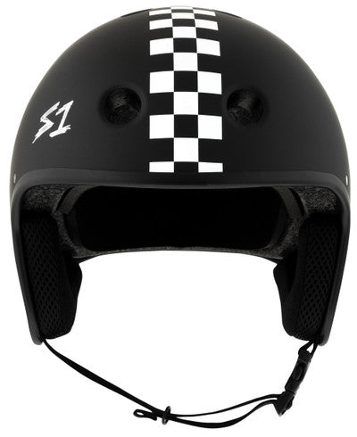 S1 Retro Lifer E-Helmet  - BLACK MATTE W/ CHECKERS