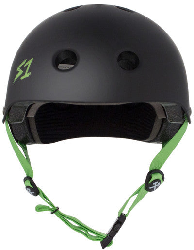 S1 Lifer Helmet - Black Matte W/ Bright Green Straps